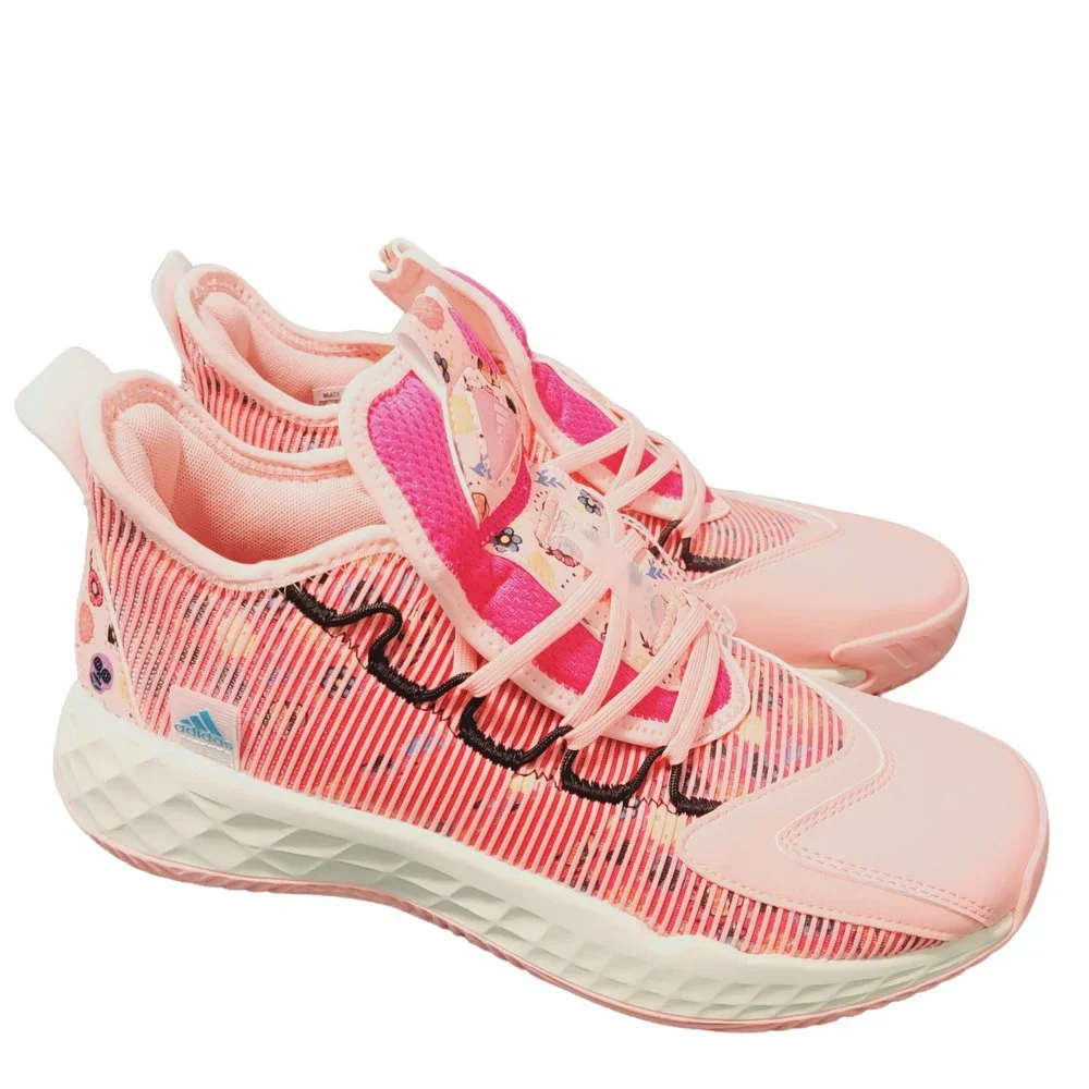 Adidas Mens Pink Pro Boost Low Day Of The Dead Lace Up Basketball Shoes Size 8.5